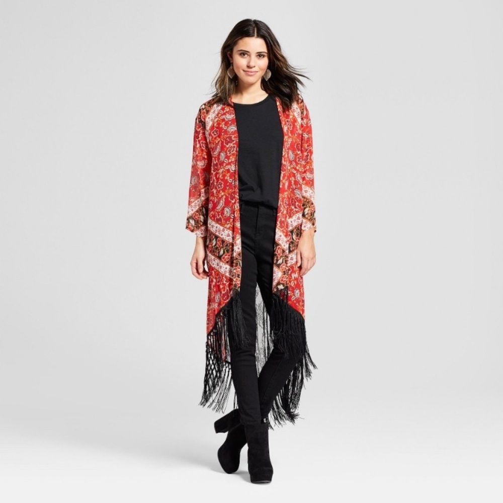 Xhilaration Fringe Kimono size medium